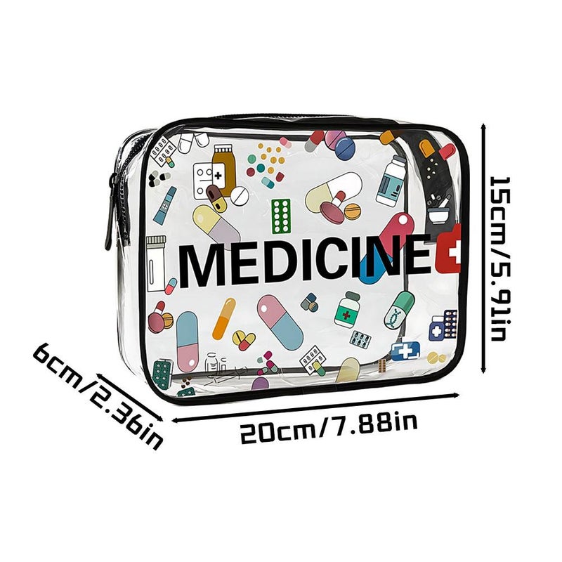 Clear PVC Toiletry Bag - Waterproof Travel Cosmetic Pouch with Zipper, Wide Side Design and Cartoon Patterns (Transparent a) - Image 3